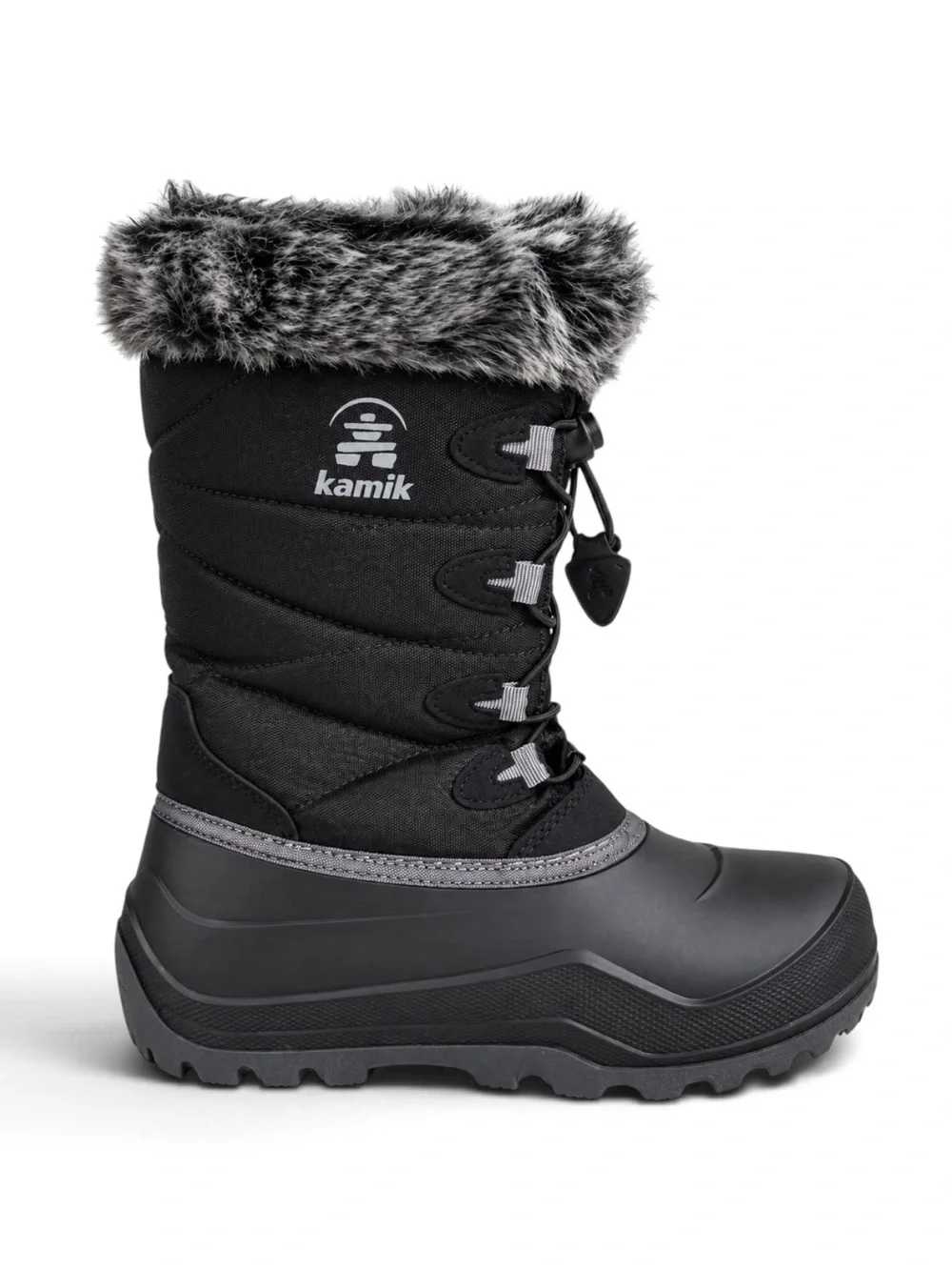 Kamik Kids Black Waterproof Faux Fur Insulated Winter Snow Boots Girls 3